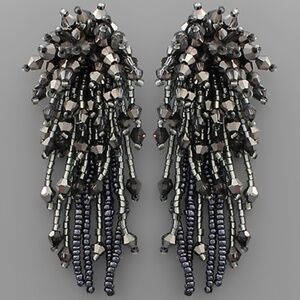Bead Fringe Cluster Earrings